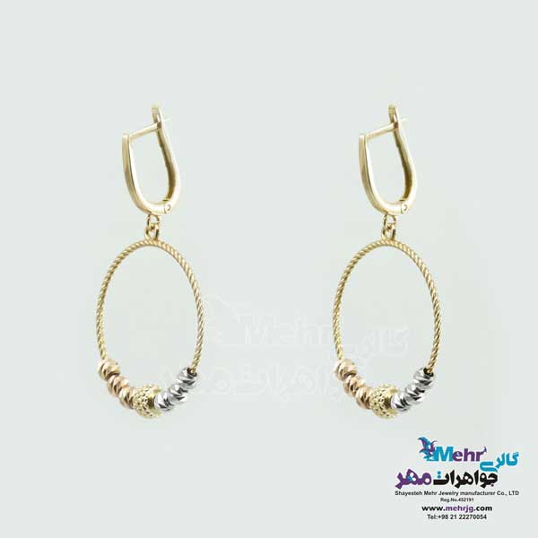 گوشواره گیره ای طلا - طرح هندسی