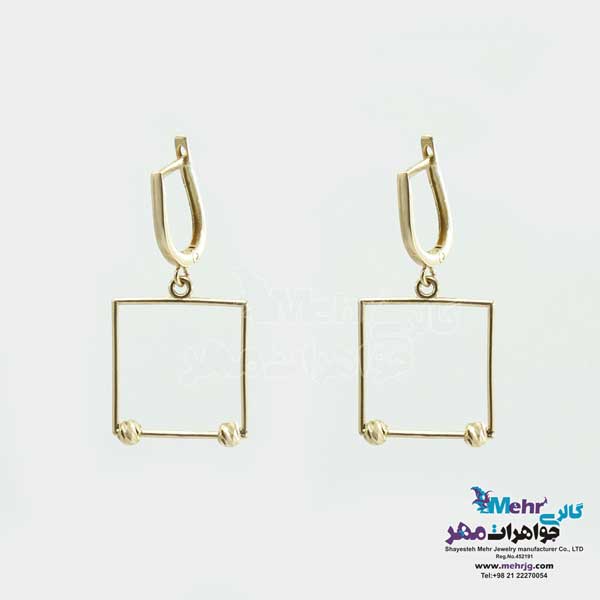 گوشواره گیره ای طلا - طرح هندسی