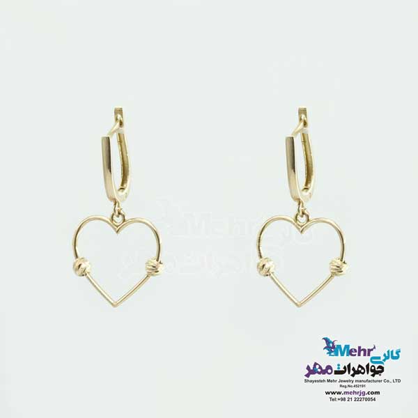 گوشواره گیره ای طلا - طرح قلب