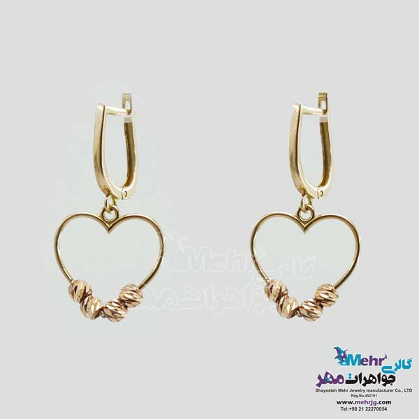 گوشواره گیره ای طلا - طرح قلب