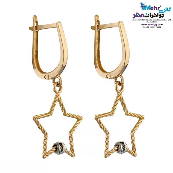 گوشواره گیره ای طلا - طرح ستاره