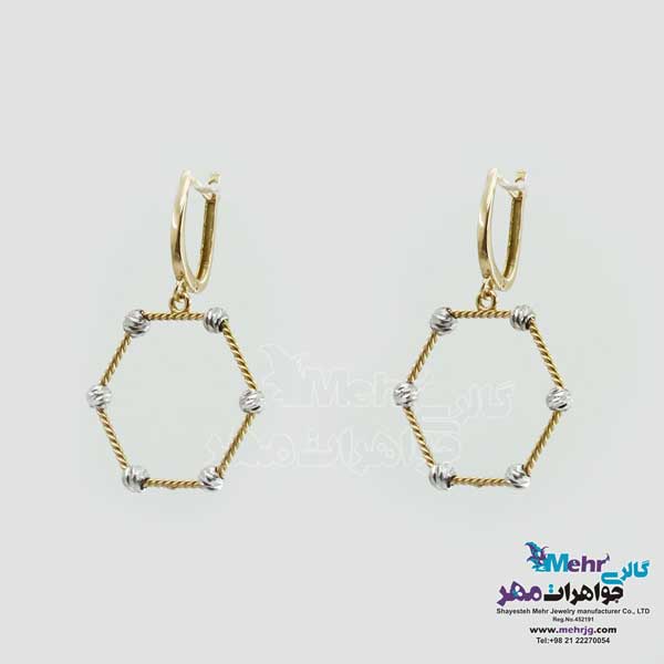 گوشواره گیره ای طلا - طرح هندسی