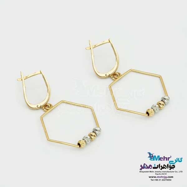 گوشواره گیره ای طلا - طرح هندسی