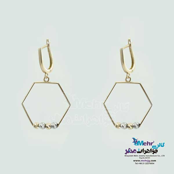 گوشواره گیره ای طلا - طرح هندسی