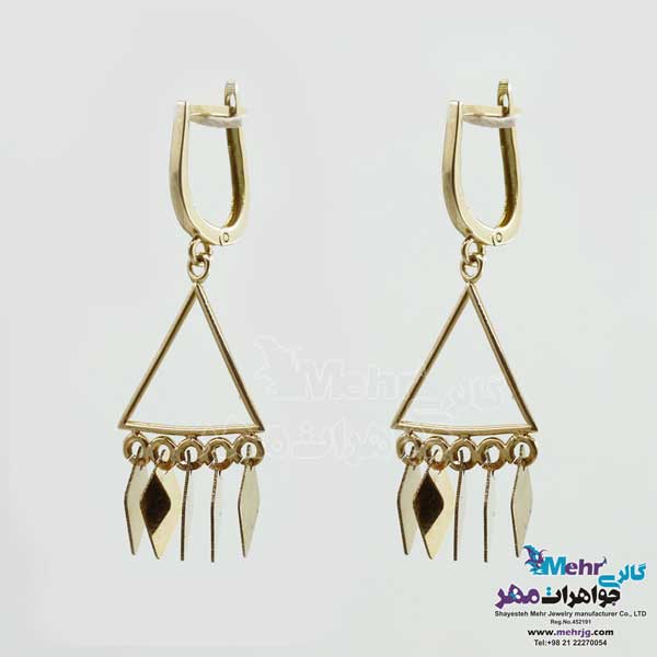 گوشواره گیره ای طلا - طرح هندسی
