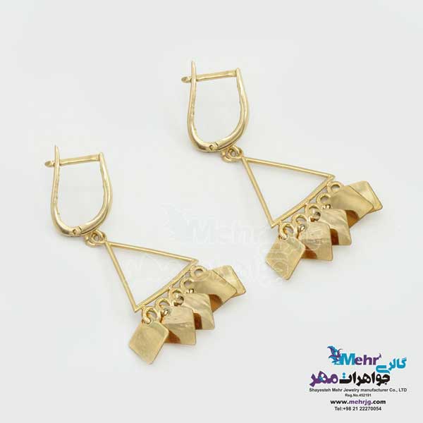 گوشواره گیره ای طلا - طرح هندسی