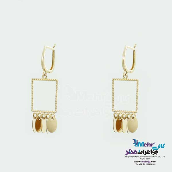 گوشواره گیره ای طلا - طرح هندسی