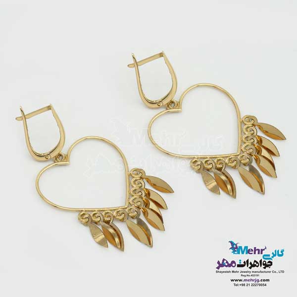 گوشواره گیره ای طلا - طرح قلب