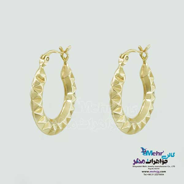 گوشواره گیره ای طلا - طرح چرخ دنده
