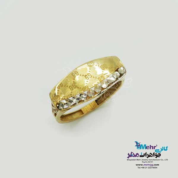 نیم ست طلا - آویز و گوشواره و انگشتر - طرح گوچی
