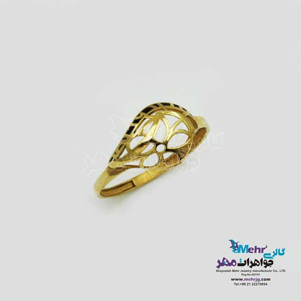 نیم ست طلا - آویز و گوشواره و انگشتر - طرح شکوفه سیب