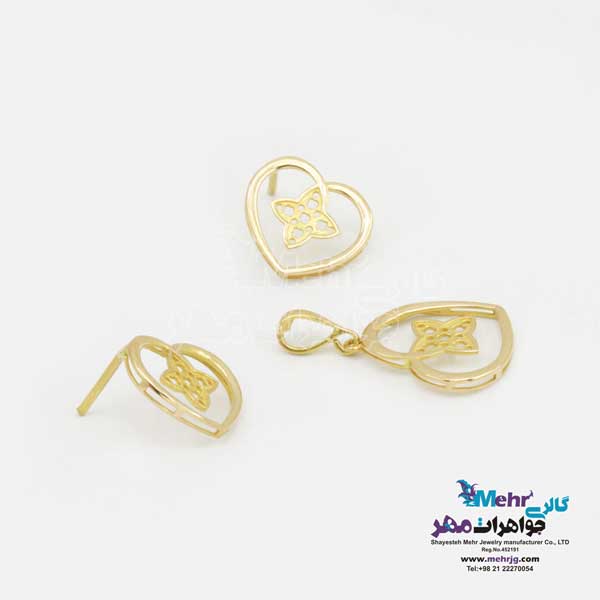 نیم ست طلا - آویز و گوشواره - طرح قلب