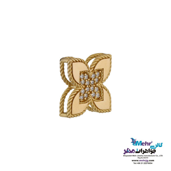 آویز طلا - طرح گل چهار پر