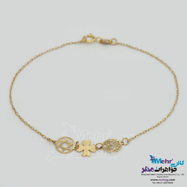 دستنبد طلا - طرح شبدر چهار پر و ستاره