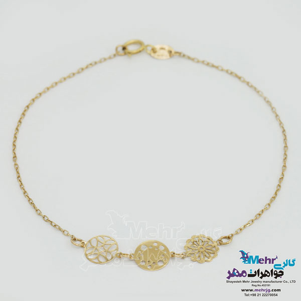 دستبند طلا - طرح گل