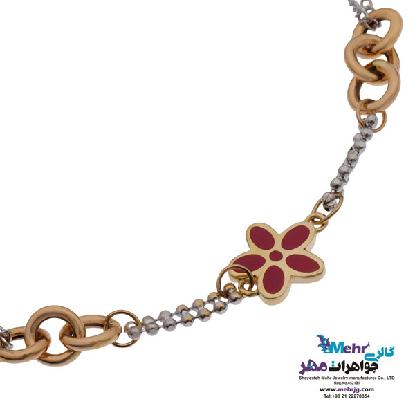 دستبند طلا - طرح گل پنج پر