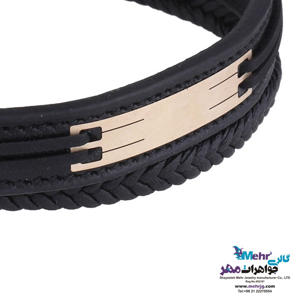 دسبند طلا و چرم - طرح هندسی