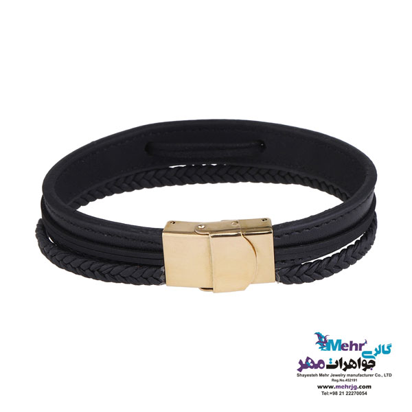 دسبند طلا و چرم - طرح هندسی