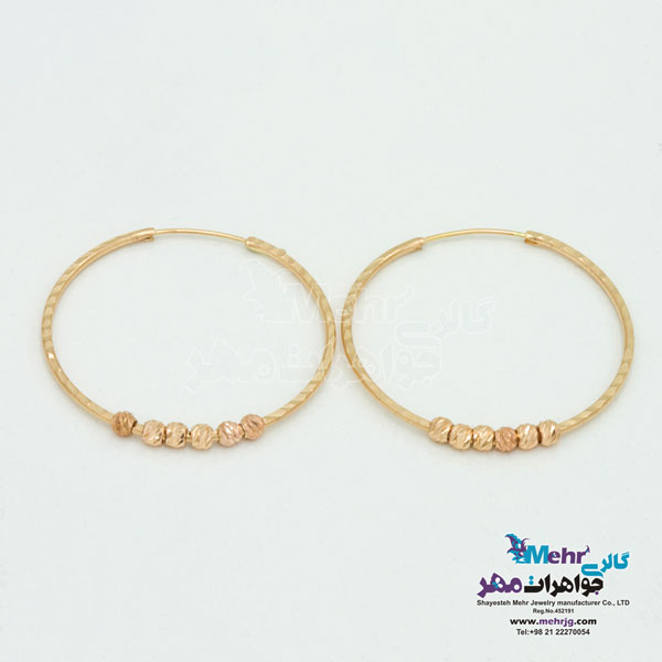 گوشواره حلقه ای طلا - طرح گوی تراش