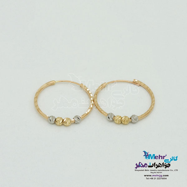 گوشواره حلقه ای طلا - طرح گوی تراش