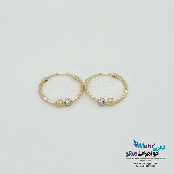 گوشواره حلقه ای طلا - طرح گوی تراش