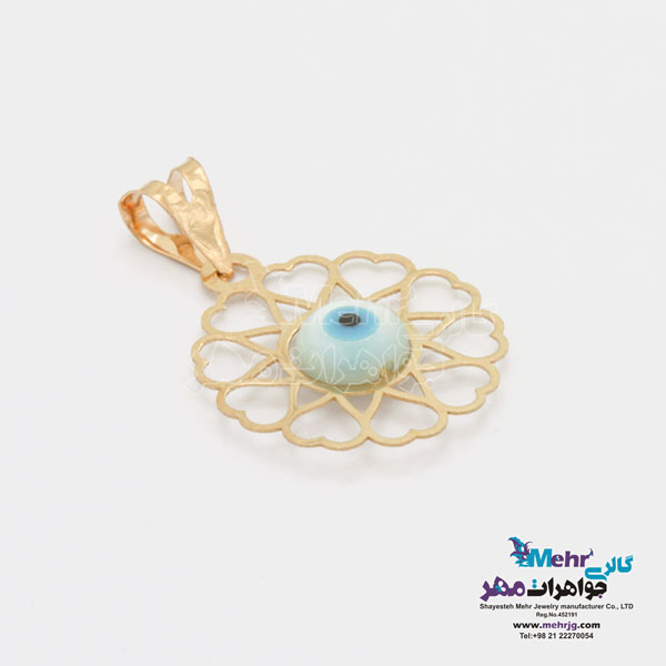 آویز طلا - طرح قلب و چشم نظر