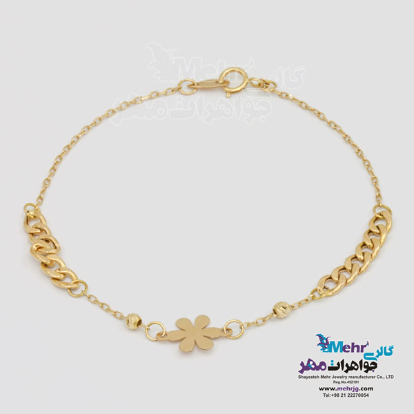 دستبند طلا - طرح گل