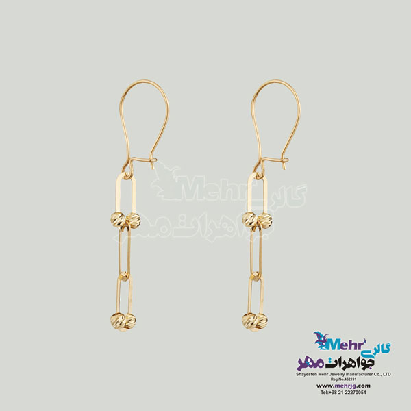 گوشواره طلا - طرح گوی تراش