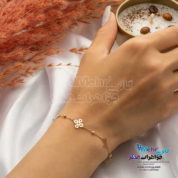 دستبند طلا - طرح گل