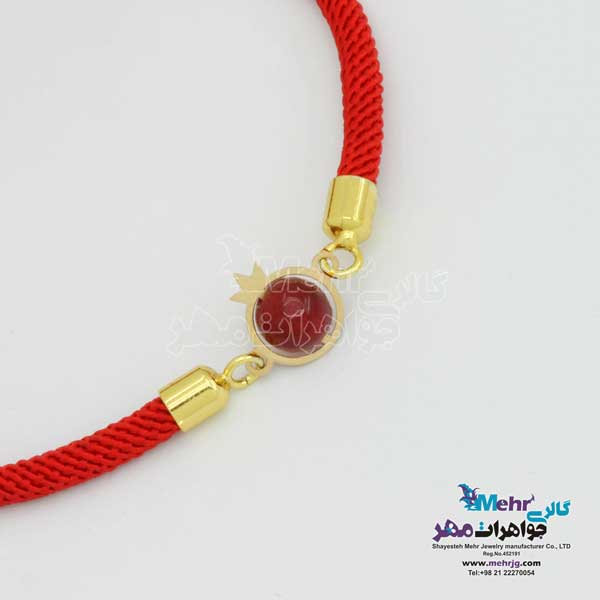 دستبند طلا و بافت - طرح انار