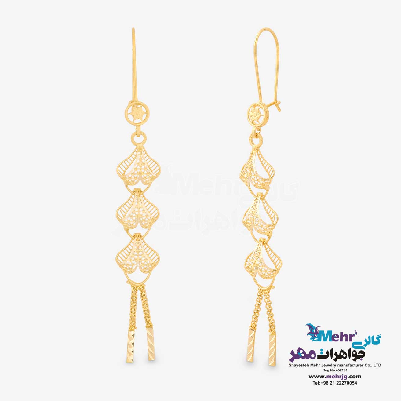 گوشواره طلا - طرح  پنج شیر