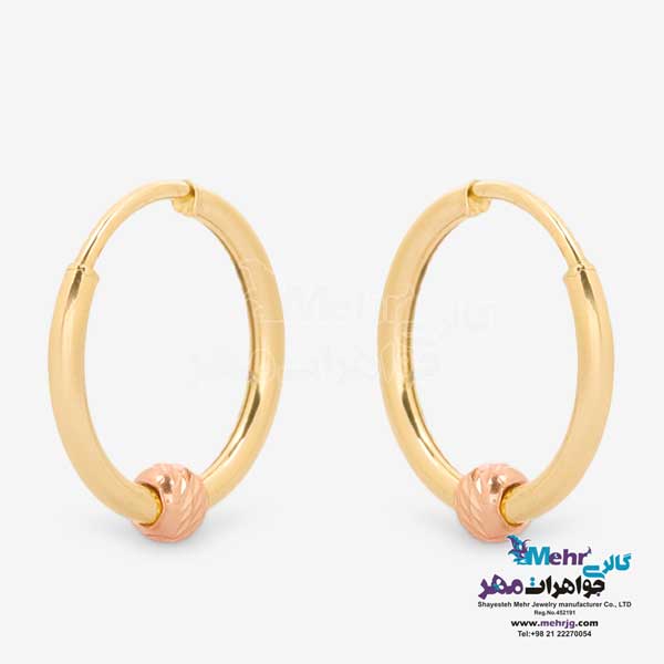 گوشواره حلقه ای طلا - طرح گوی تراش