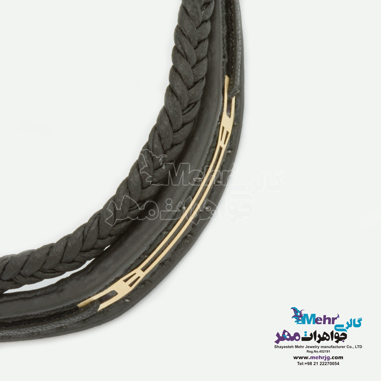 دستبند طلا و چرم - طرح هندسی