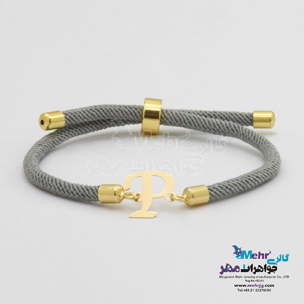 دستبند طلا بافت - طرح حروف لاتین P