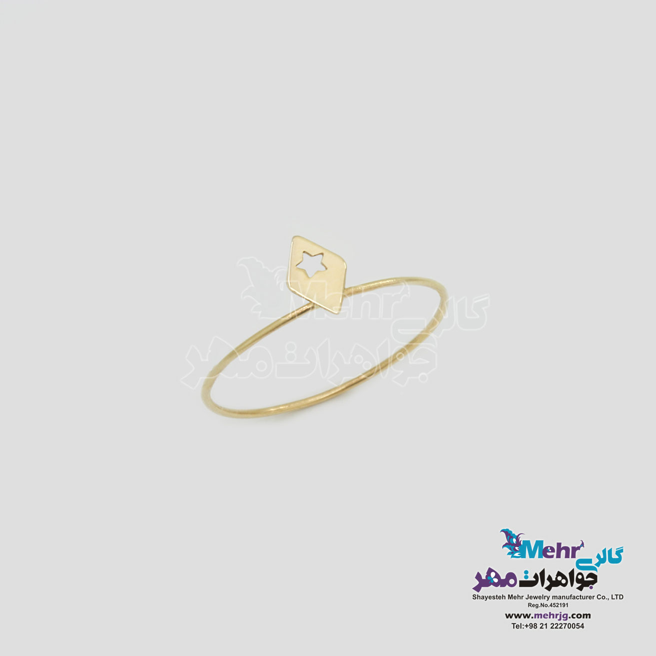 انگشتر طلا - طرح لوزی و ستاره