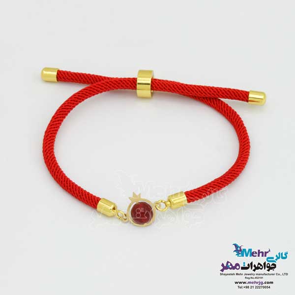 دستبند طلا و بافت - طرح انار