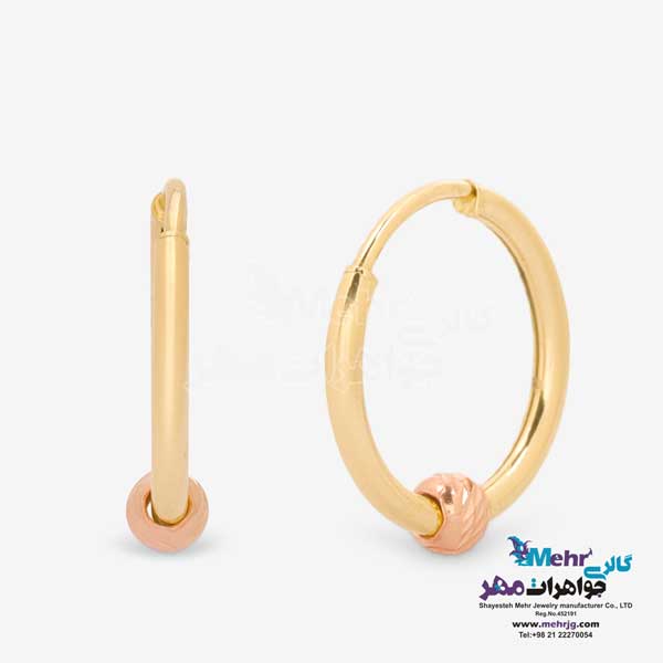 گوشواره حلقه ای طلا - طرح گوی تراش