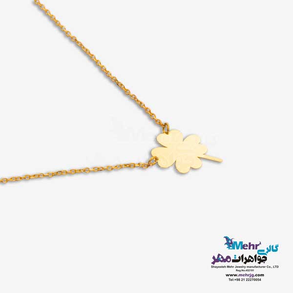 گردنبند طلا دست اول کم اجرت  - طرح شبدر چهار پر