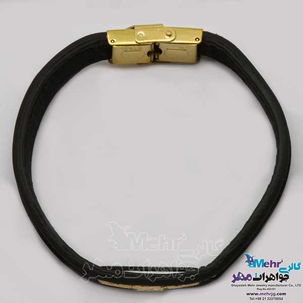 دستبند طلا و چرم - طرح شنل