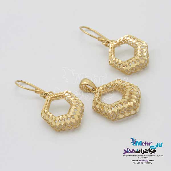 نیم ست طلا - طرح شش ضلعی