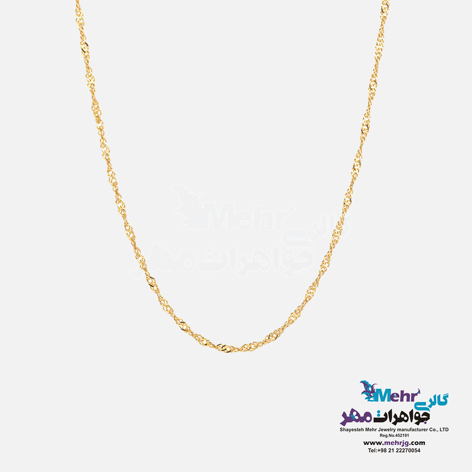زتجیر طلا - طرح سنگاپوری (دیسکو) طول ۴۵ سانتی‌متر