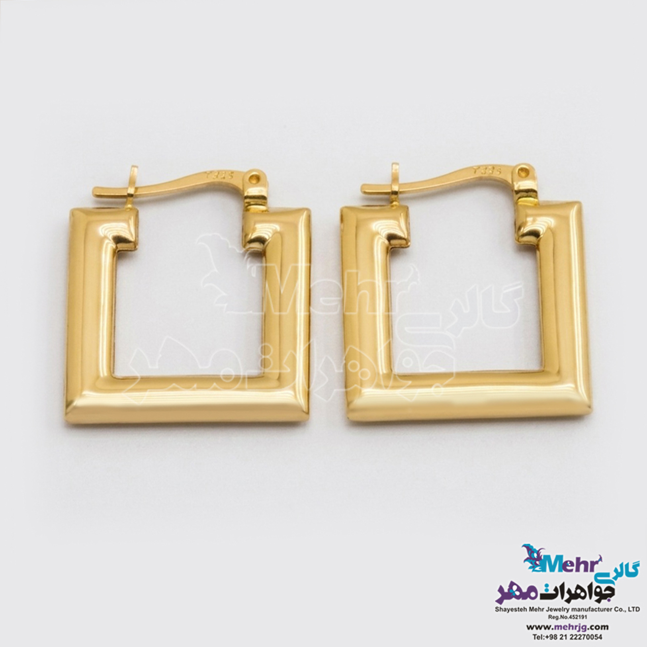 گوشواره طلا - طرح مربع