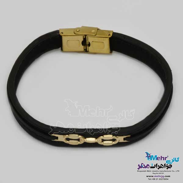 دستبند طلا و چرم - طرح تیفانی