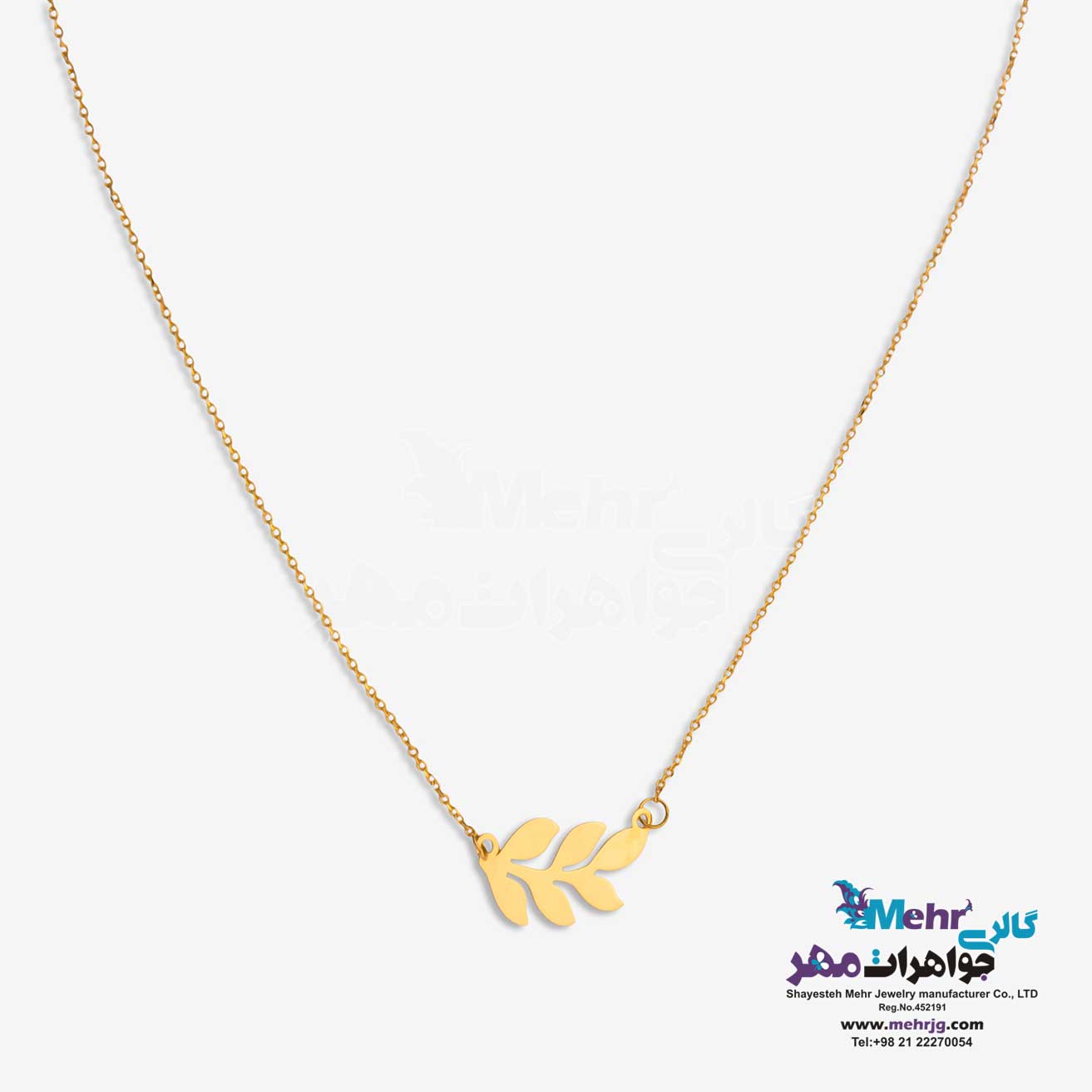 گردنبند طلا دست اول کم اجرت - طرح برگ