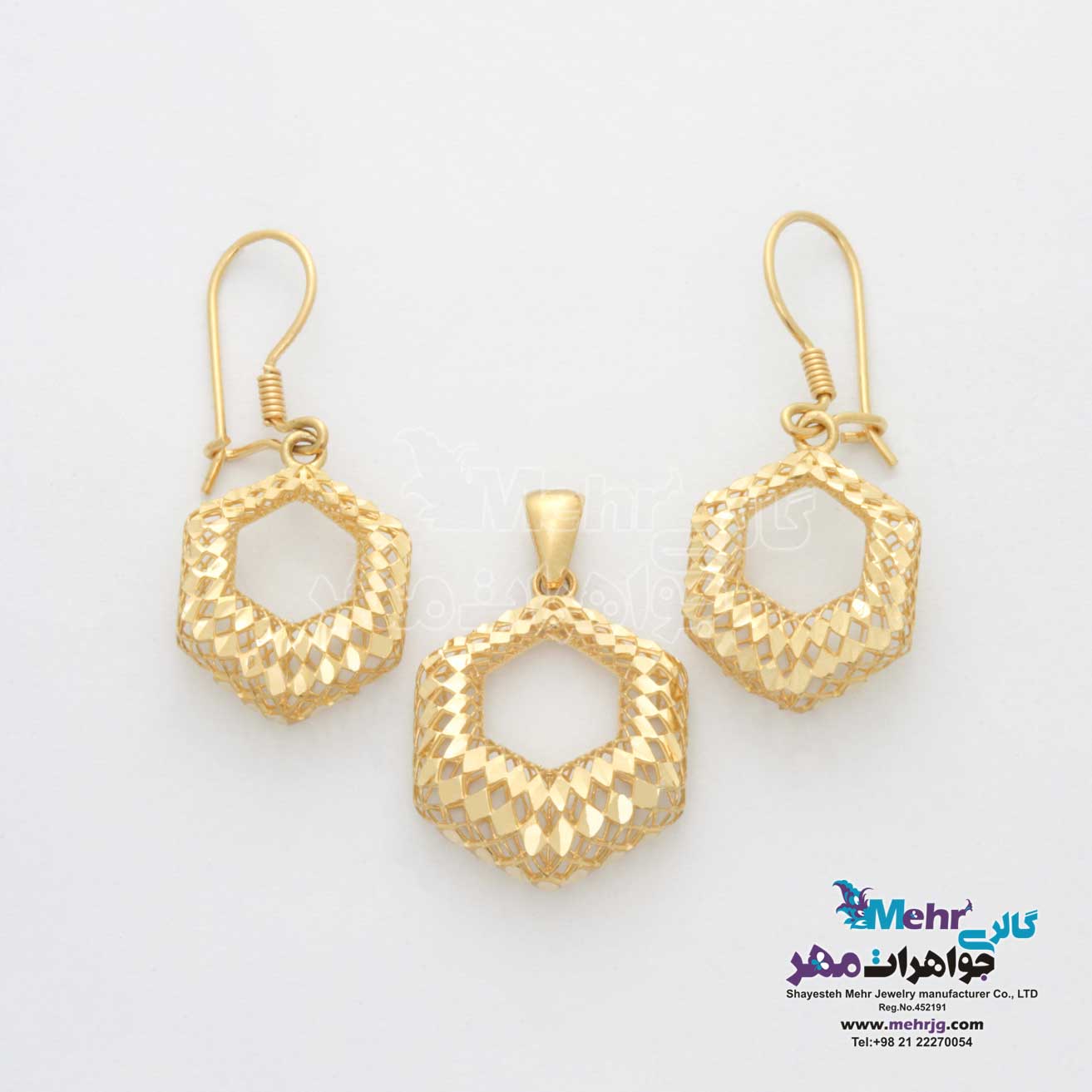 نیم ست طلا - طرح شش ضلعی