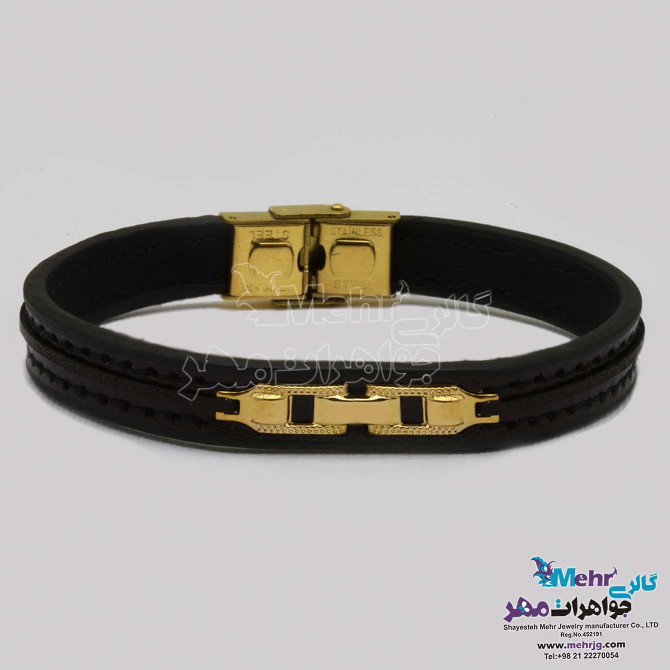 دستبند طلا و چرم - طرح تیفانی