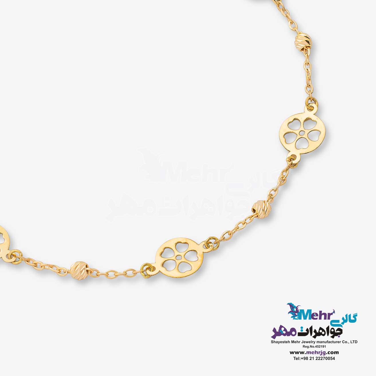 دستبند طلا - طرح گل