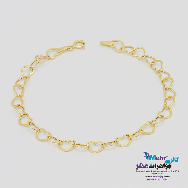 دستبند طلا - طرح هارت لینک