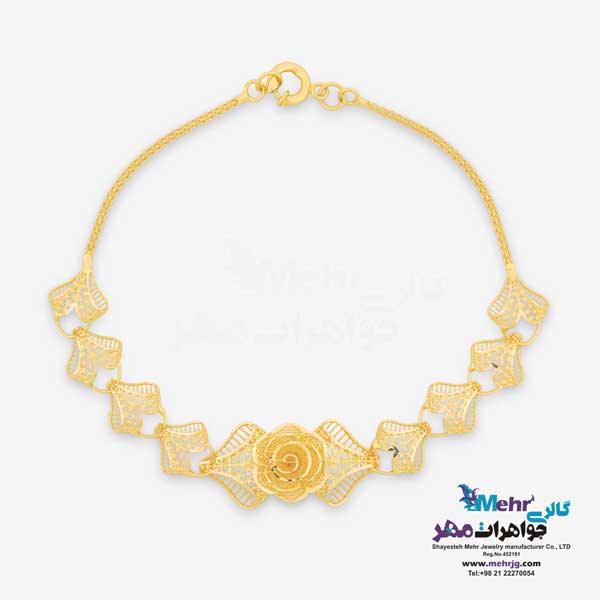 دستبند طلا - طرح گل