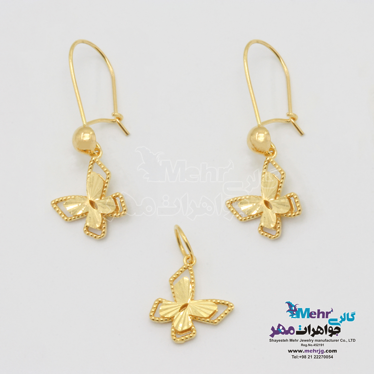 نیم ست طلا - طرح پروانه تراش